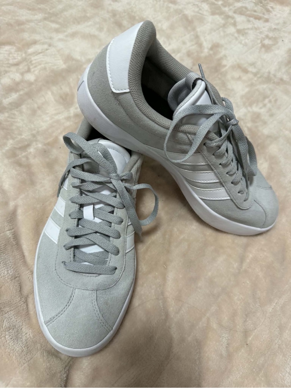 adidas Light Gray and White Low-Top Sneakers